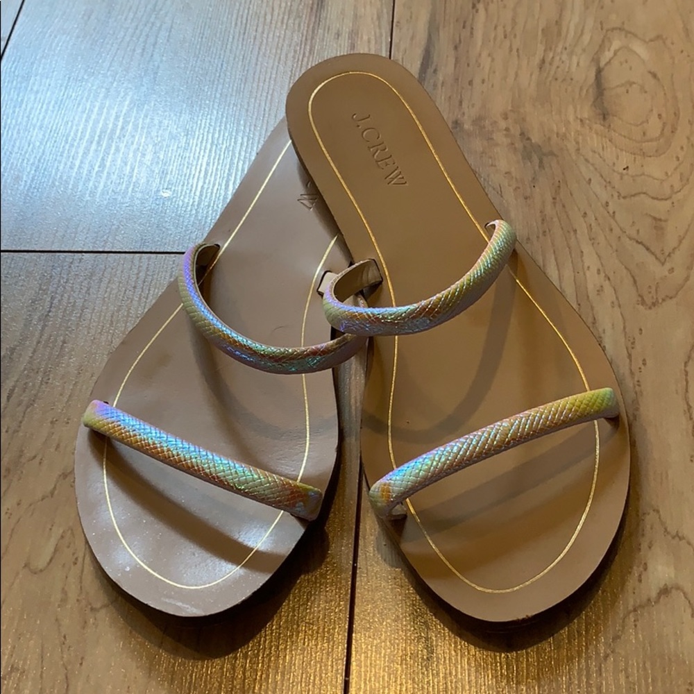 J Crew Iridescent Slide Sandals sz 7